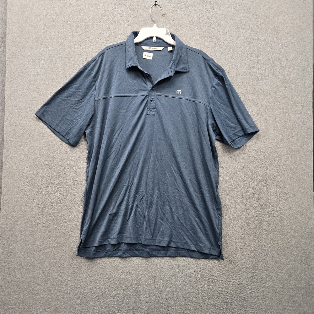 Travismathew Men Polo XXL Blue Golf Shirt Logo Short Sleeve Lightweight